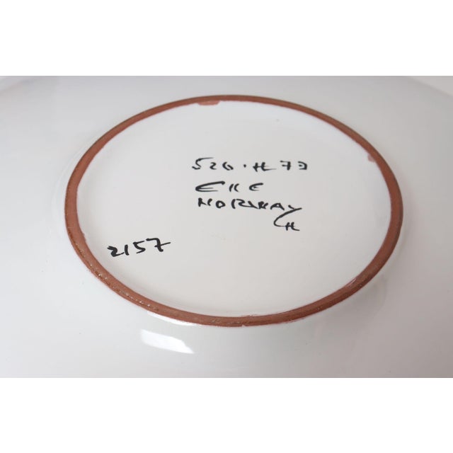Scandinavian Geometric and Floral Hand-Painted Fajance Platter by Elle Norway For Sale - Image 16 of 16