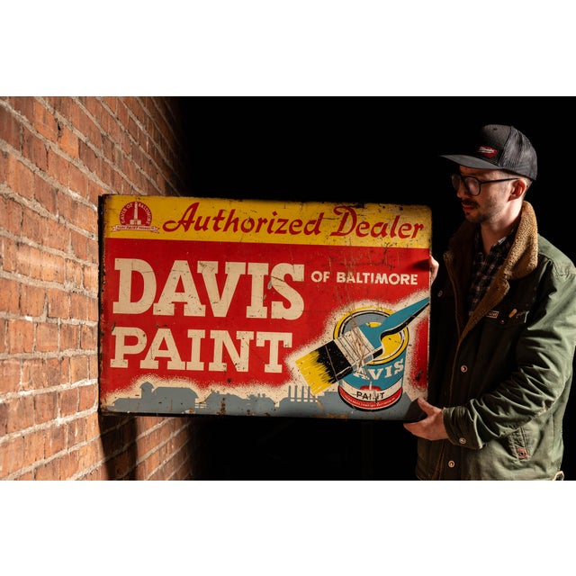 c. 1940s-1950s; The R. D. Davis Company - Baltimore, MD Double-sided painted metal flange advertising sign for Davis Paint...