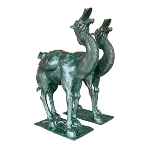 Vintage Boho Patinated Bronze Camels - a Pair