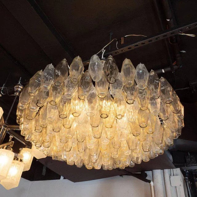 Transparent Modernist Polyhedral Chandelier in Topaz, Citrine & Clear Handblown Murano Glass For Sale - Image 8 of 9