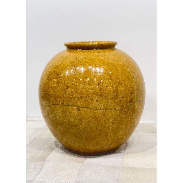 Pair Travertine Vessels, 1980 For Sale - Image 4 of 9