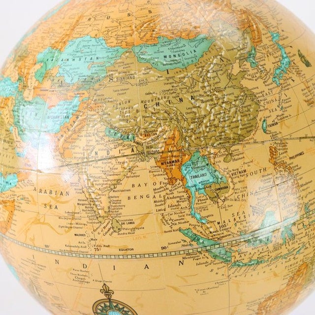 1920s Antique Cram’s Imperial World Globe With Cast Iron Clawfoot Base C1920 For Sale - Image 5 of 11