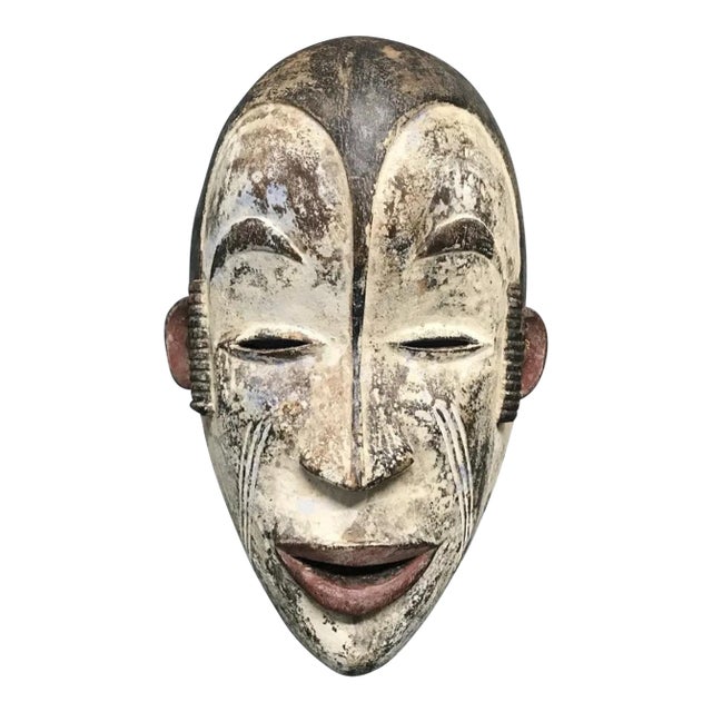 African Bacongo Antique Wooden Mask With Stand For Sale