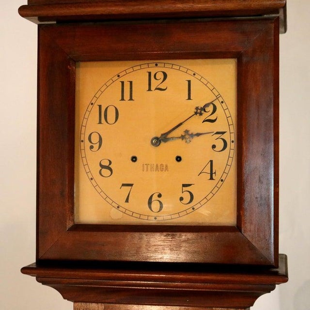 Antique Ithaca Clock Co. Tall Case Walnut Grandfather Clock C1920 Measures - 87 3/4" x 19" x 11 3/4"