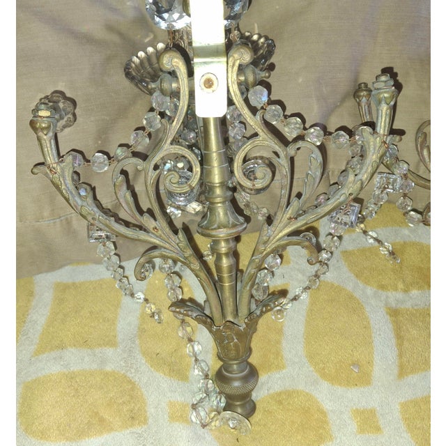 19thc French Regency Bronze With Cut Crystal Single Light Wall Sconces a - Pair For Sale - Image 4 of 12