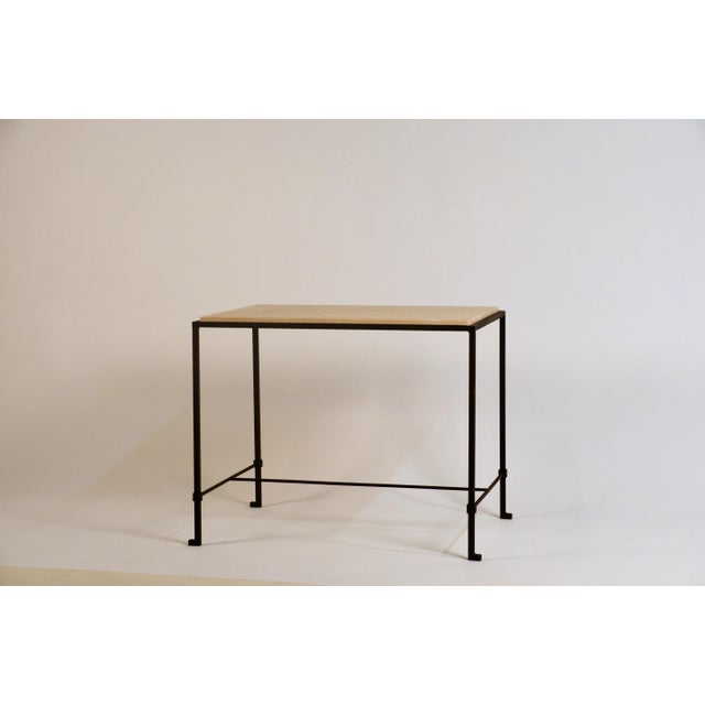 Not Yet Made - Made To Order 'Diagramme' Wrought Iron and Travertine Side Tables by Design Frères - a Pair For Sale - Image 5 of 9