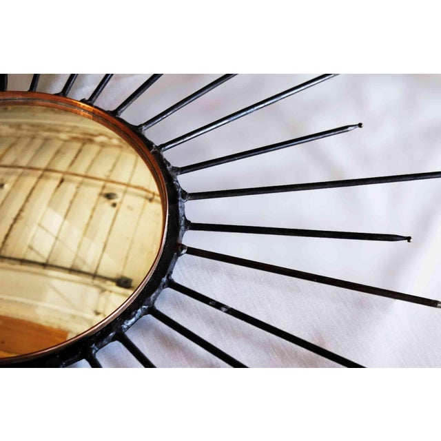 Mid 20th Century Starburst Iron Mirror - Convex Mirror - Vintage For Sale - Image 5 of 10