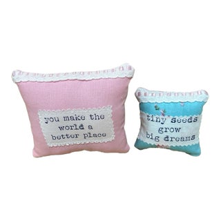 Mini Accent Pillows Handmade New Pack of 2 For Sale