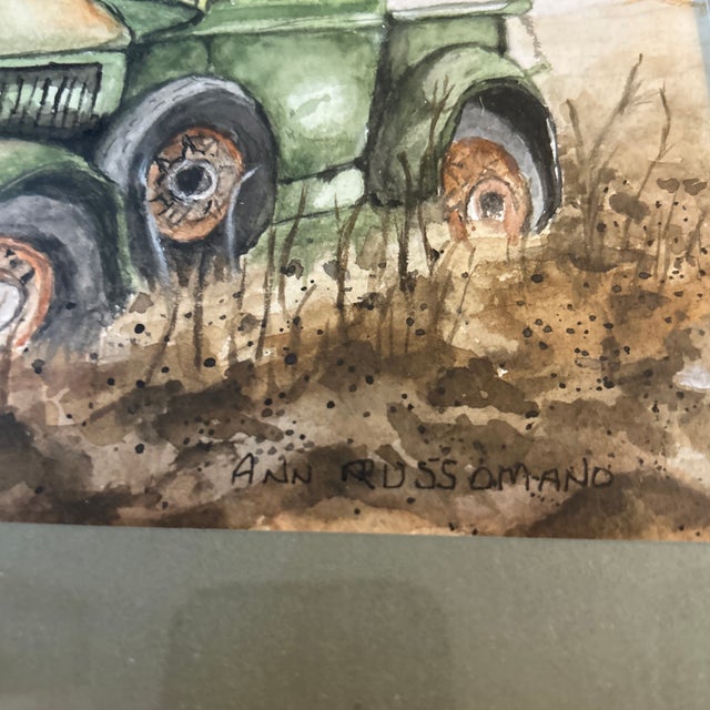 Brown 2 1970’s Original Rustic Cozy Farm Watercolor Paintings - Set of Two For Sale - Image 8 of 8