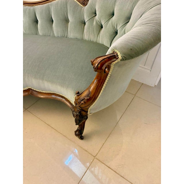 Wood Antique Victorian Carved Walnut Chaise Lounge, 1850 For Sale - Image 7 of 17