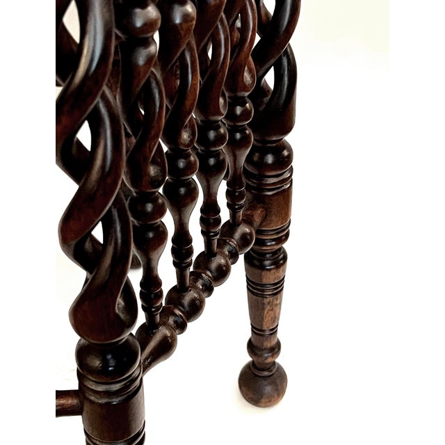 English Arts & Crafts Hexagonal Occasional Table With Openwork Barley Twist Body For Sale - Image 4 of 10