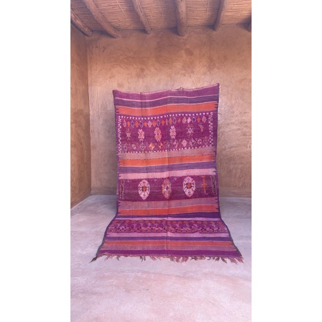 1980s 1980’s Moroccan Tribal Purple Flatweave Rug - 10 X 5.2 Ft For Sale - Image 5 of 8
