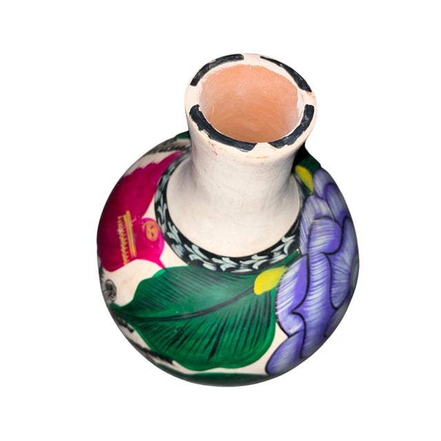 1990s Handpainted Mexican Style Decorative Vase For Sale - Image 5 of 5