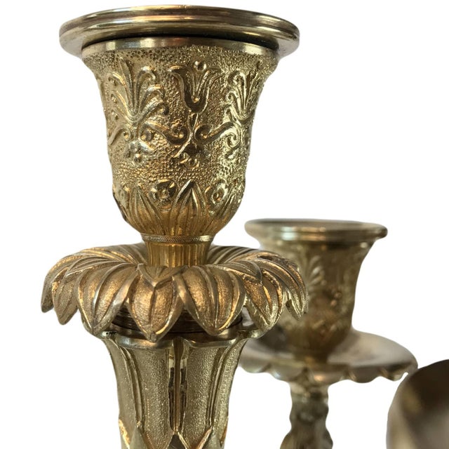 Gold Empire Candelabra in Gilded Bronze, Set of 2 For Sale - Image 8 of 12