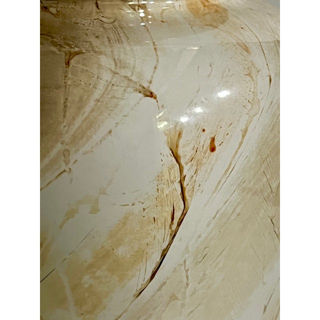 Vintage Orange and Cream Marbleized Ceramic Baluster Form Lamp For Sale - Image 10 of 15
