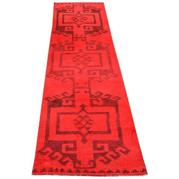 Vintage Turkish Anatolian hand knotted runner rug with soft wool texture and natural colors.