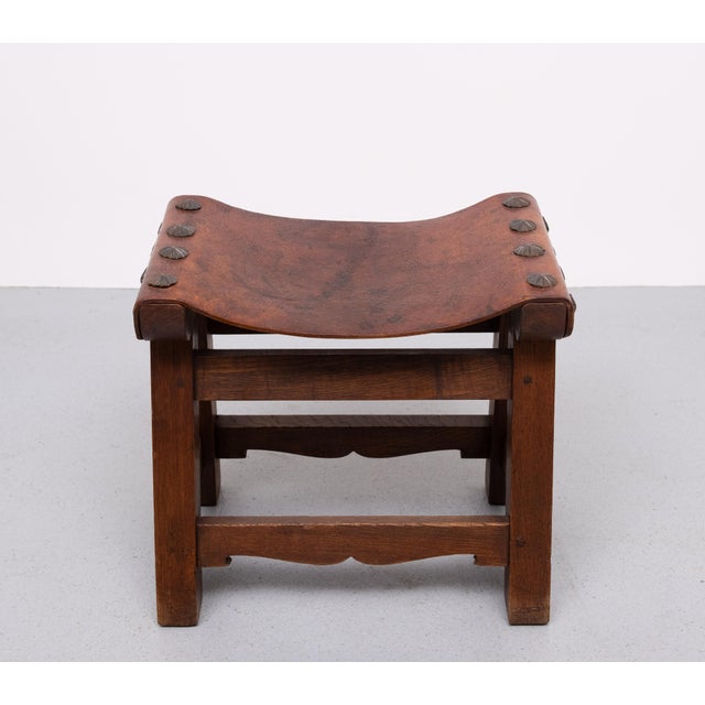 Vintage Spanish Brutalist Ottoman, 1950s For Sale - Image 6 of 9