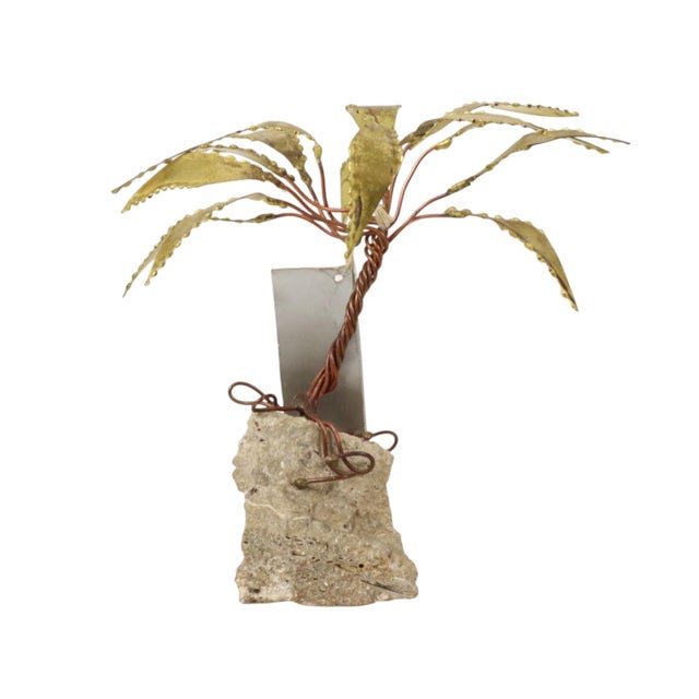 Gold Copper Palm Tree on Rock Sculpture by Daniel Dhaeseleer, 1970s For Sale - Image 8 of 16