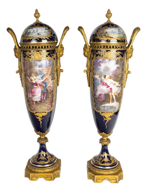 Napoleon III Vases in Sèvres Porcelain, Set of 2