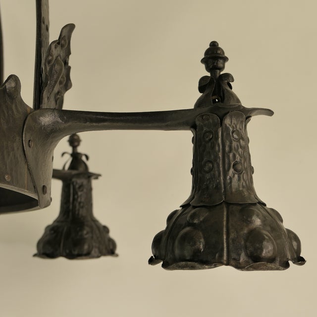 Viennese Wrought Iron Chandelier, Austria, 1900s For Sale - Image 16 of 18