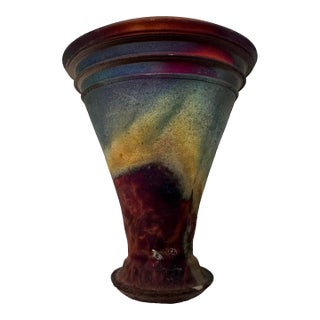 Raku-Style Ceramic Vessel For Sale