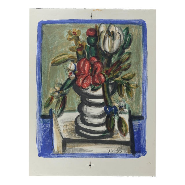 Franz Priking, Still Life with Bouquet of Flowers, Lithograph For Sale