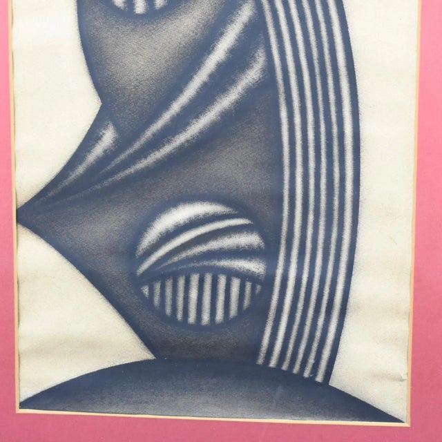 Black Dordevic Miodrag Brutalist Op Art Abstract Charcoal Drawing by Dordevic Miodrag, Circa 1960 For Sale - Image 8 of 9
