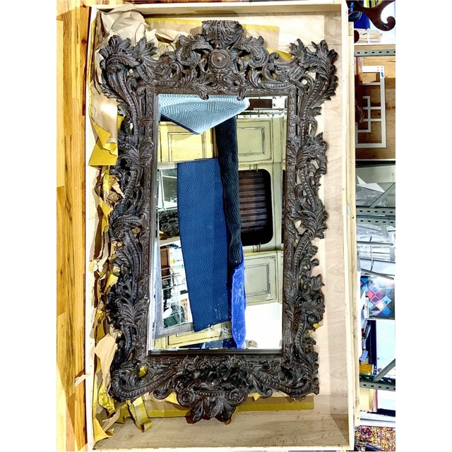 Rococo Vintage Monumental Rococò Style Rectangular Wall Mirror For Sale - Image 3 of 18