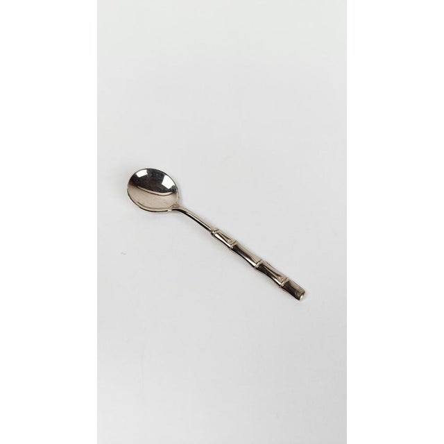 Vintage Hollywood Regency Silver Plate and Faux Bamboo Teaspoons, 1970s, Set of 12 For Sale - Image 12 of 16
