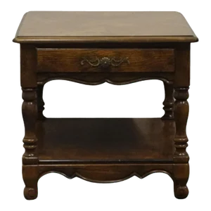 Hickory Manufacturing Bookmatched Walnut Country French Provincial 24" Accent End Table