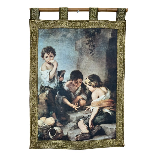 Murillo, Children Playing Dice, 1920, Oil on Canvas, Framed For Sale