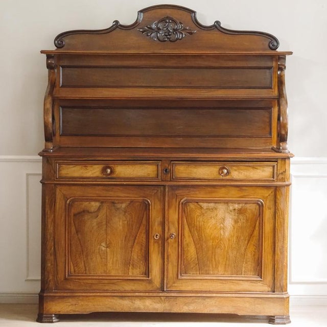 Louis-Philippe Walnut Sideboard with Hutch, 1870 For Sale - Image 16 of 16