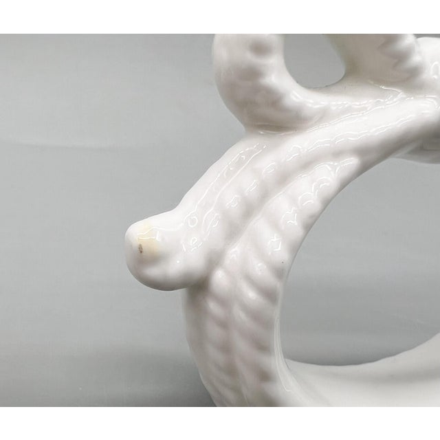 Late 20th Century Vintage White Ceramic Bow Napkin Rings — Coastal / Traditional / Hollywood Regency - Set of 4 For Sale - Image 5 of 9