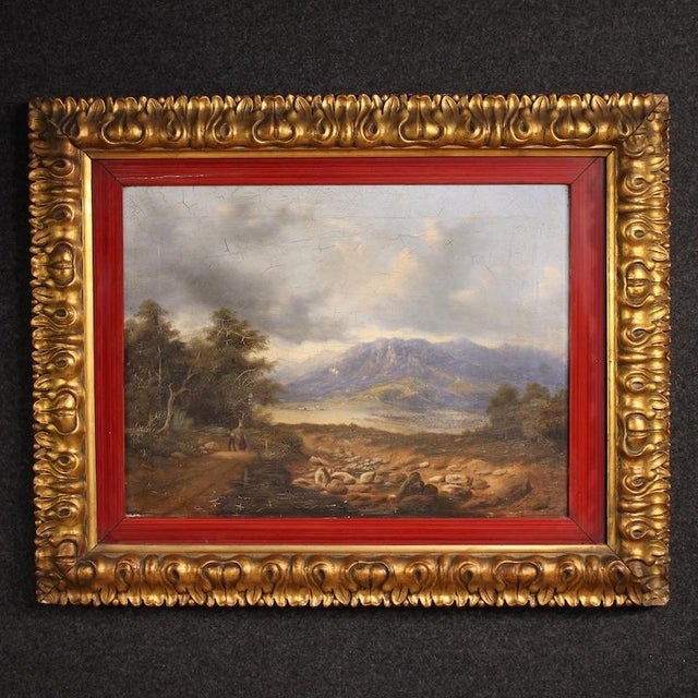 Italian Artist, Landscape with Wayfarers, 1845, Oil Painting on Canvas, Framed For Sale - Image 15 of 15