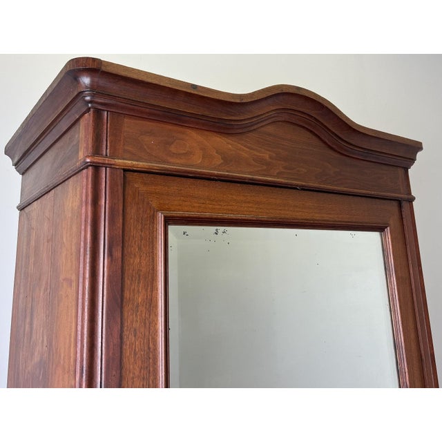 Antique French Style Carved Walnut Wardrobe with Mirror For Sale - Image 4 of 16