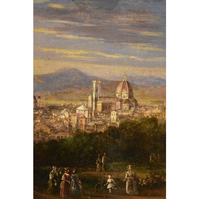 Tuscan School Artist, Landscape View of Florence, 1790, Oil on Canvas, Framed For Sale - Image 7 of 12