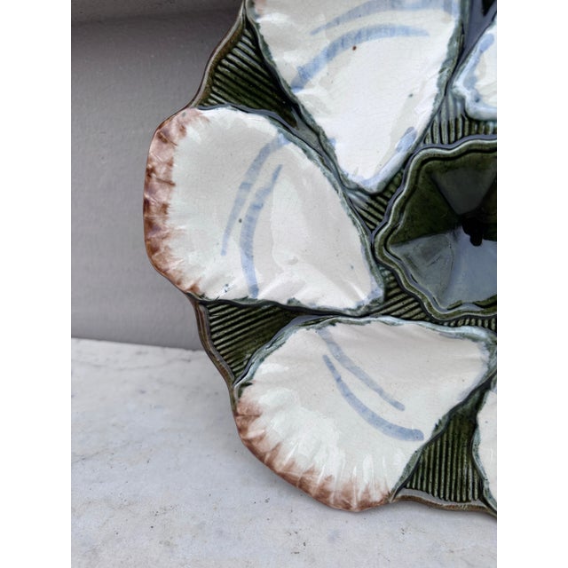 French French Majolica Oyster Plate Longchamp, Circa 1900 For Sale - Image 3 of 4