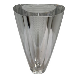 Erika Lagerbielke for Orrefors Faceted Crystal Flower Vase, Late 20th Century For Sale