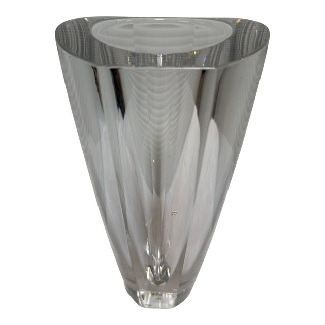 Erika Lagerbielke for Orrefors Faceted Crystal Flower Vase, Late 20th Century For Sale