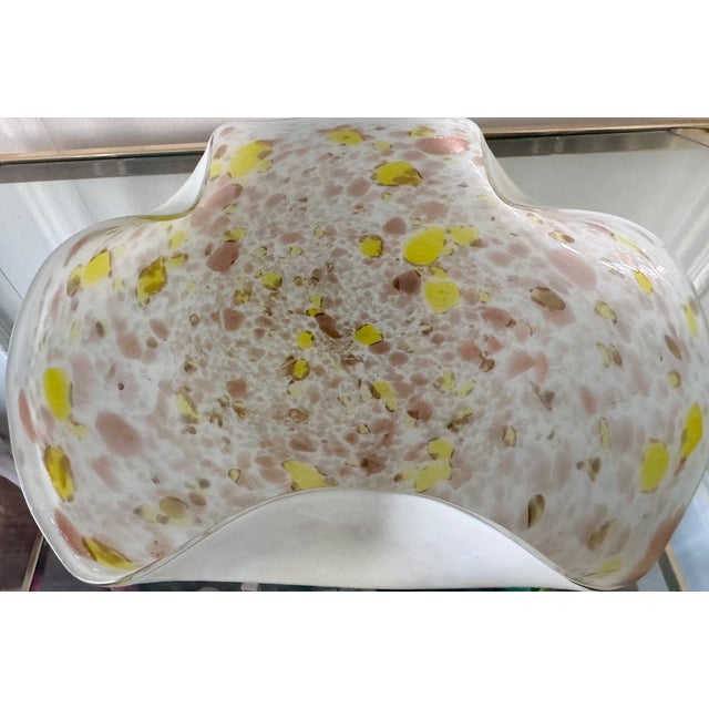 Beautiful vintage Murano art-glass bowl or catchall. White, gold, yellow, and copper. Unused. Unsigned.