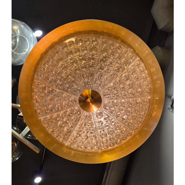 Vintage Swedish Pendant in Brass and Orrefors Glass by Carl Fagerlund, 1950s For Sale - Image 3 of 6