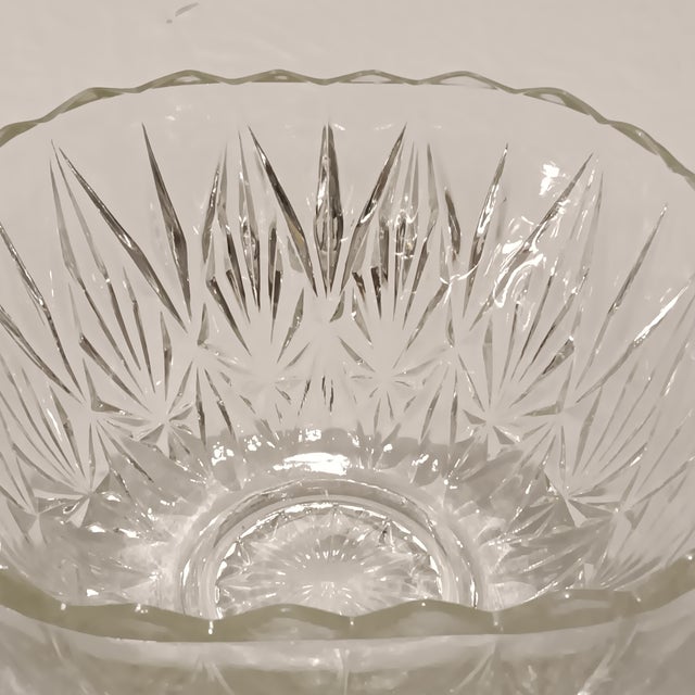 Transparent Vintage Large Cut Lead Crystal Bowl For Sale - Image 8 of 12