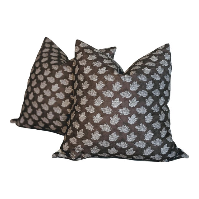 Soane Britain Burdur Leaf Pillows in Chestnut - Pair For Sale