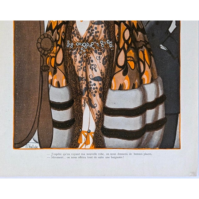 Art Deco Original La Vie Parisienne 1916 A. Vallée, “Le Déshabillé De Théâtre,” Fashion Illustration Print For Sale - Image 3 of 3
