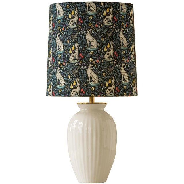 Royal Delft White Vintage Table Lamp, Liberty London Lampshade For Sale - Image 10 of 10