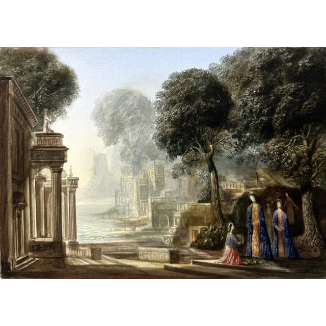 Gold Antique Continental Italianate Framed Watercolour on Board Possibly Venice Italy For Sale - Image 8 of 8