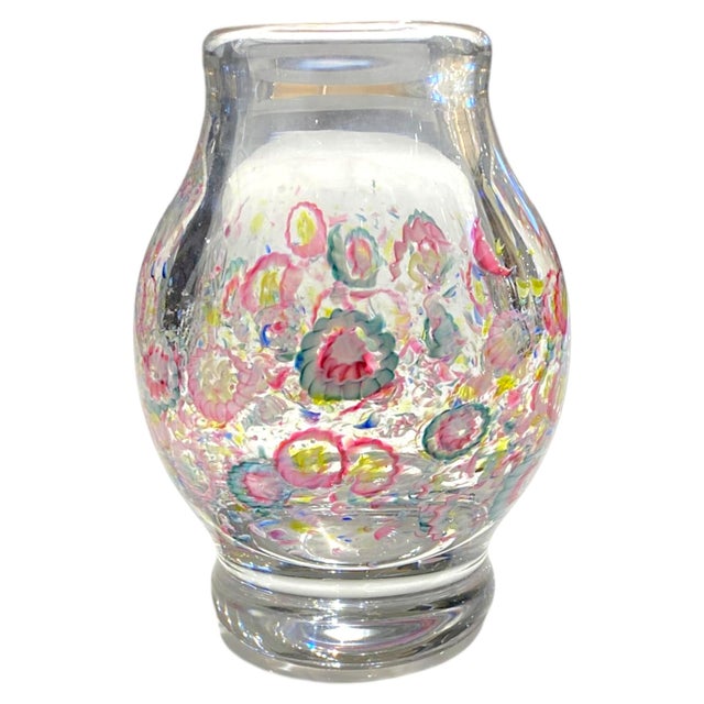 Mid-Century Modern Rare Charles Graffart for Val Saint Lambert Millefiori Art Crystal Glass Vase, Signed 1950 For Sale - Image 3 of 9