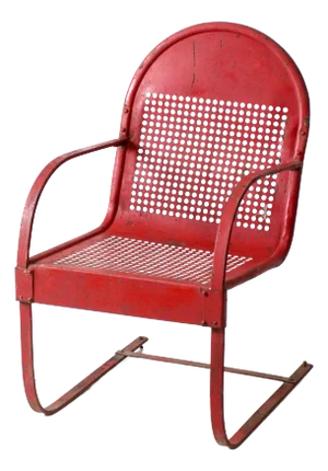 Mid Century Red Metal Patio Chair
