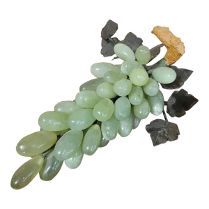 Vintage MCM Stone Green Grape Cluster & Leaves