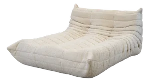 Togo Chaise Lounge in Bouclette White Fabric attributed to Michel Ducaroy for Ligne Roset, 1974
